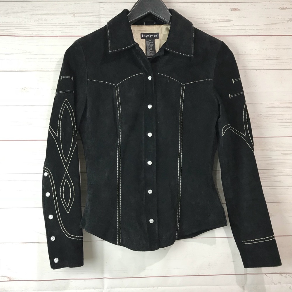 Bebe | genuine leather suede jacket stitches XS